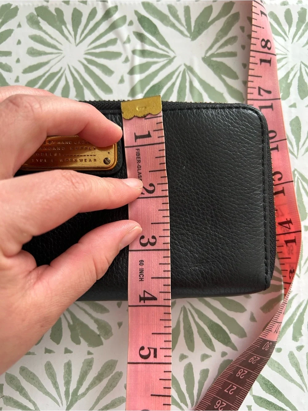 Marc By Marc Jacobs Black Leather Zip Wallet with Gold Plaque